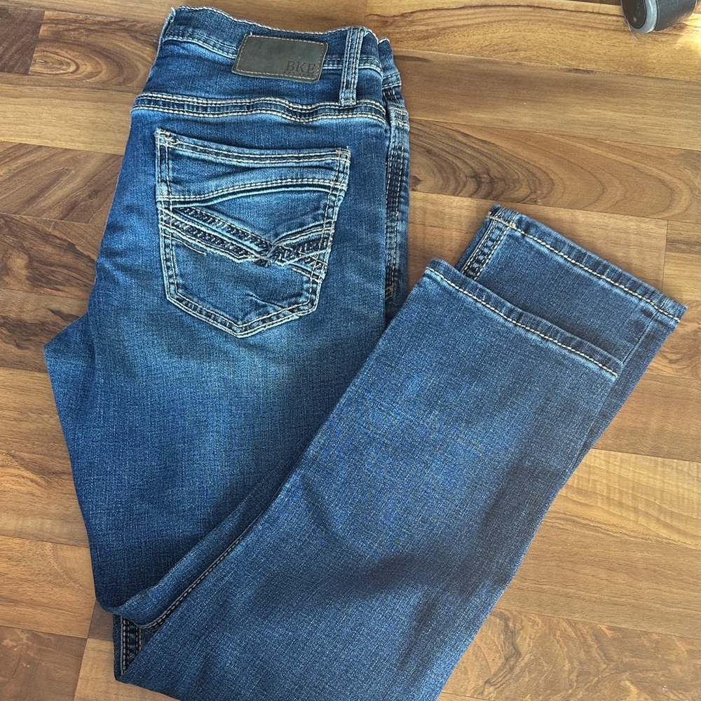 BKE Men's Dark Blue Straight Jeans